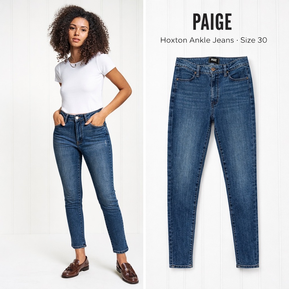 PAIGE Hoxton Ankle Jeans Size 30 High Rise Skinny Blue Stretch Denim USA